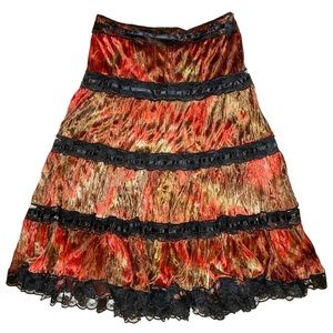 Bohemian brown crushed velvet tiered skirt